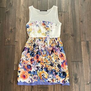 Zara Basic Floral Multicolor Sleeveless Dress XS